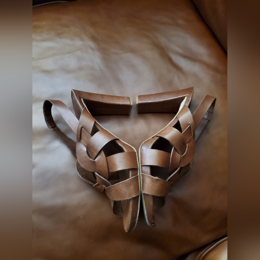 Del Carlo Brown leather Heeled Sandals Summer Shoes Used Size 40 - Picture 6 of 11